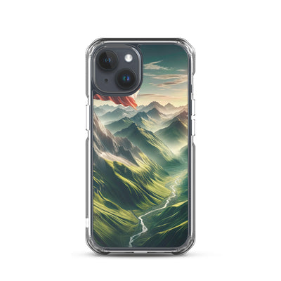 Alpen Gebirge: Fotorealistische Bergfläche mit Österreichischer Flagge - iPhone Schutzhülle (durchsichtig) berge xxx yyy zzz iPhone 15