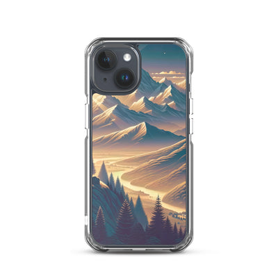 Alpen-Morgendämmerung, erste Sonnenstrahlen auf Schneegipfeln - iPhone Schutzhülle (durchsichtig) berge xxx yyy zzz iPhone 15
