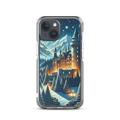 Mondhelle Schlossnacht in den Alpen, sternenklarer Himmel - iPhone Schutzhülle (durchsichtig) berge xxx yyy zzz iPhone 15
