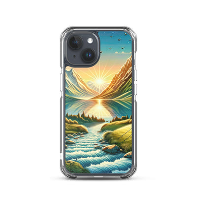 Zelt im Alpenmorgen mit goldenem Licht, Schneebergen und unberührten Seen - iPhone Schutzhülle (durchsichtig) berge xxx yyy zzz iPhone 15