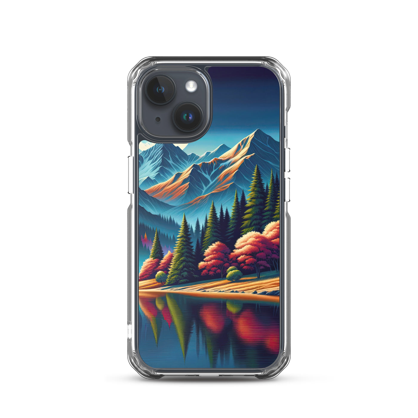 Ruhiger Herbstabend in den Alpen, grün-rote Berge - iPhone Schutzhülle (durchsichtig) berge xxx yyy zzz iPhone 15