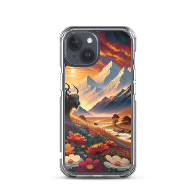 Magischer Alpenabend mit Hochlandkuh und goldener Sonnenkulisse - iPhone Schutzhülle (durchsichtig) berge xxx yyy zzz iPhone 15