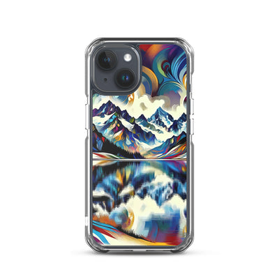 Alpensee im Zentrum eines abstrakt-expressionistischen Alpen-Kunstwerks - iPhone Schutzhülle (durchsichtig) berge xxx yyy zzz iPhone 15