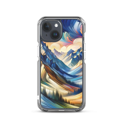 Alpen in abstrakter Expressionismus-Manier, wilde Pinselstriche - iPhone Schutzhülle (durchsichtig) berge xxx yyy zzz iPhone 15