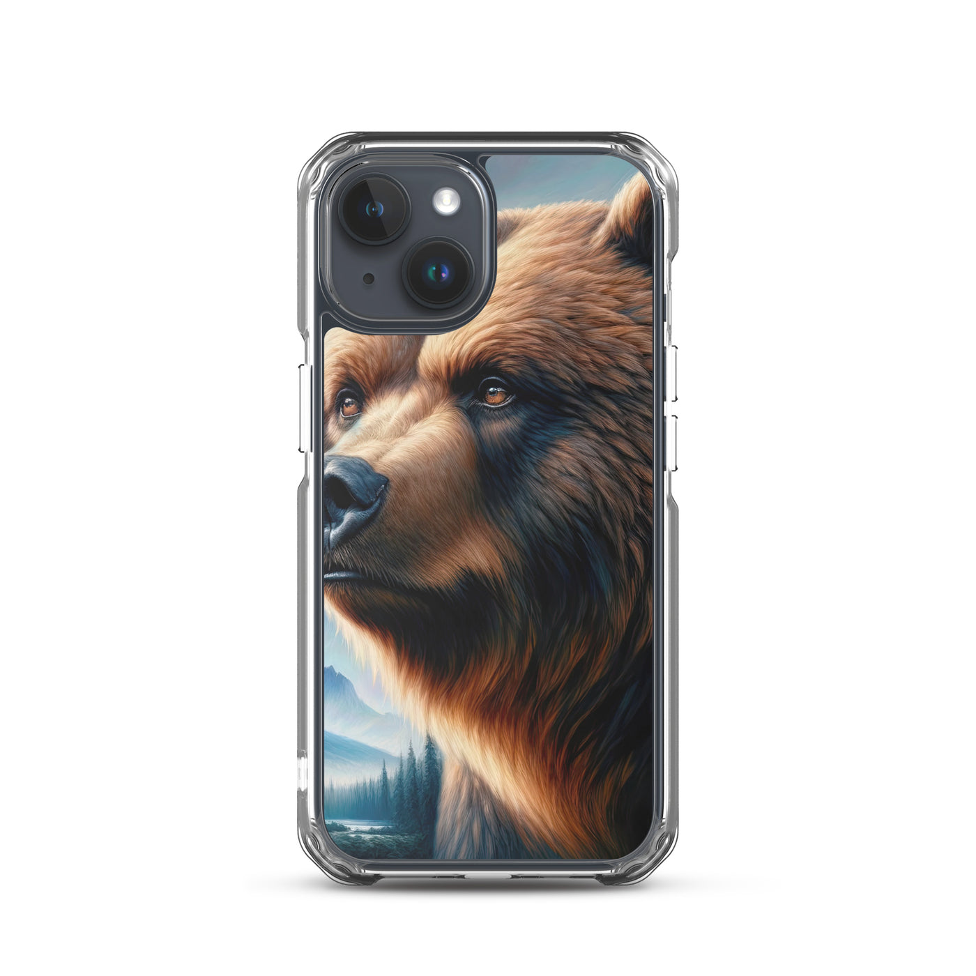Ölgemälde, das das Gesicht eines starken realistischen Bären einfängt. Porträt - iPhone Schutzhülle (durchsichtig) camping xxx yyy zzz iPhone 15