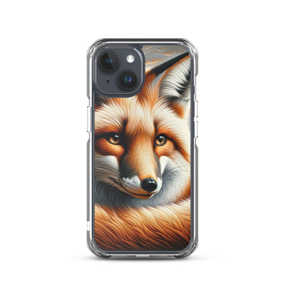 Ölgemälde eines nachdenklichen Fuchses mit weisem Blick - iPhone Schutzhülle (durchsichtig) camping xxx yyy zzz iPhone 15