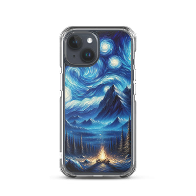 Sternennacht-Stil Ölgemälde der Alpen, himmlische Wirbelmuster - iPhone Schutzhülle (durchsichtig) berge xxx yyy zzz iPhone 15
