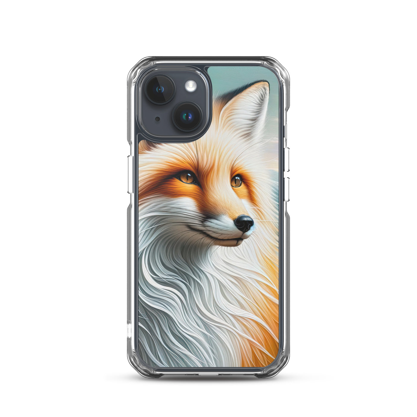 Ölgemälde eines anmutigen, intelligent blickenden Fuchses in Orange-Weiß - iPhone Schutzhülle (durchsichtig) camping xxx yyy zzz iPhone 15