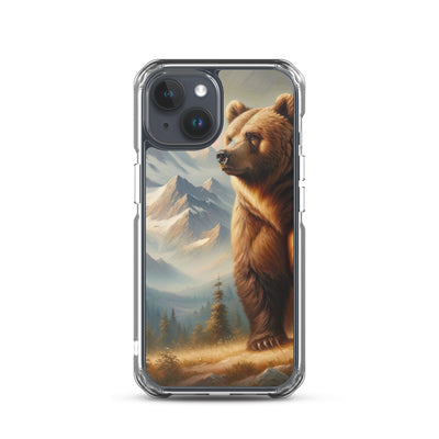 Ölgemälde eines königlichen Bären vor der majestätischen Alpenkulisse - iPhone Schutzhülle (durchsichtig) camping xxx yyy zzz iPhone 15
