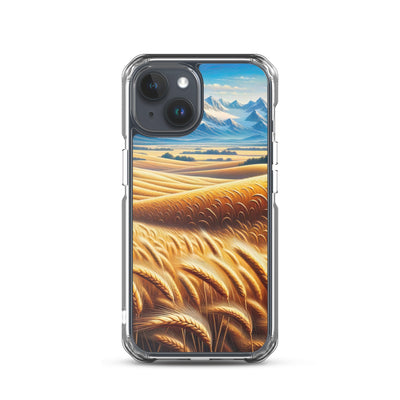 Ölgemälde eines weiten bayerischen Weizenfeldes, golden im Wind (TR) - iPhone Schutzhülle (durchsichtig) xxx yyy zzz iPhone 15