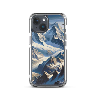 Ölgemälde der Alpen mit hervorgehobenen zerklüfteten Geländen im Licht und Schatten - iPhone Schutzhülle (durchsichtig) berge xxx yyy zzz iPhone 15