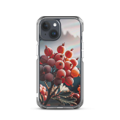 Foto einer Gruppe von Alpenbeeren mit kräftigen Farben und detaillierten Texturen - iPhone Schutzhülle (durchsichtig) berge xxx yyy zzz iPhone 15