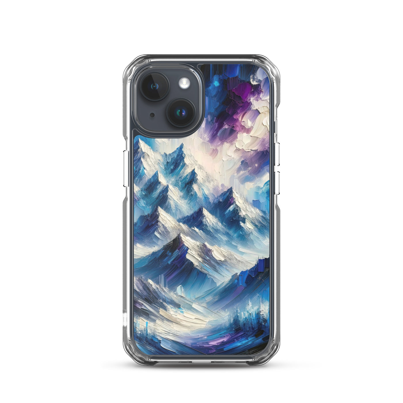 Alpenabstraktion mit dramatischem Himmel in Öl - iPhone Schutzhülle (durchsichtig) berge xxx yyy zzz iPhone 15