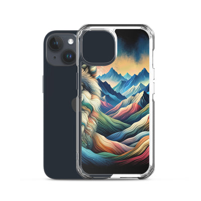 Traumhaftes Alpenpanorama mit Wolf in wechselnden Farben und Mustern (AN) - iPhone Schutzhülle (durchsichtig) xxx yyy zzz