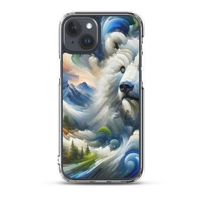Abstrakte Alpen & Eisbär Kunst in dynamischen Farben - iPhone Schutzhülle (durchsichtig) camping xxx yyy zzz iPhone 15 Plus