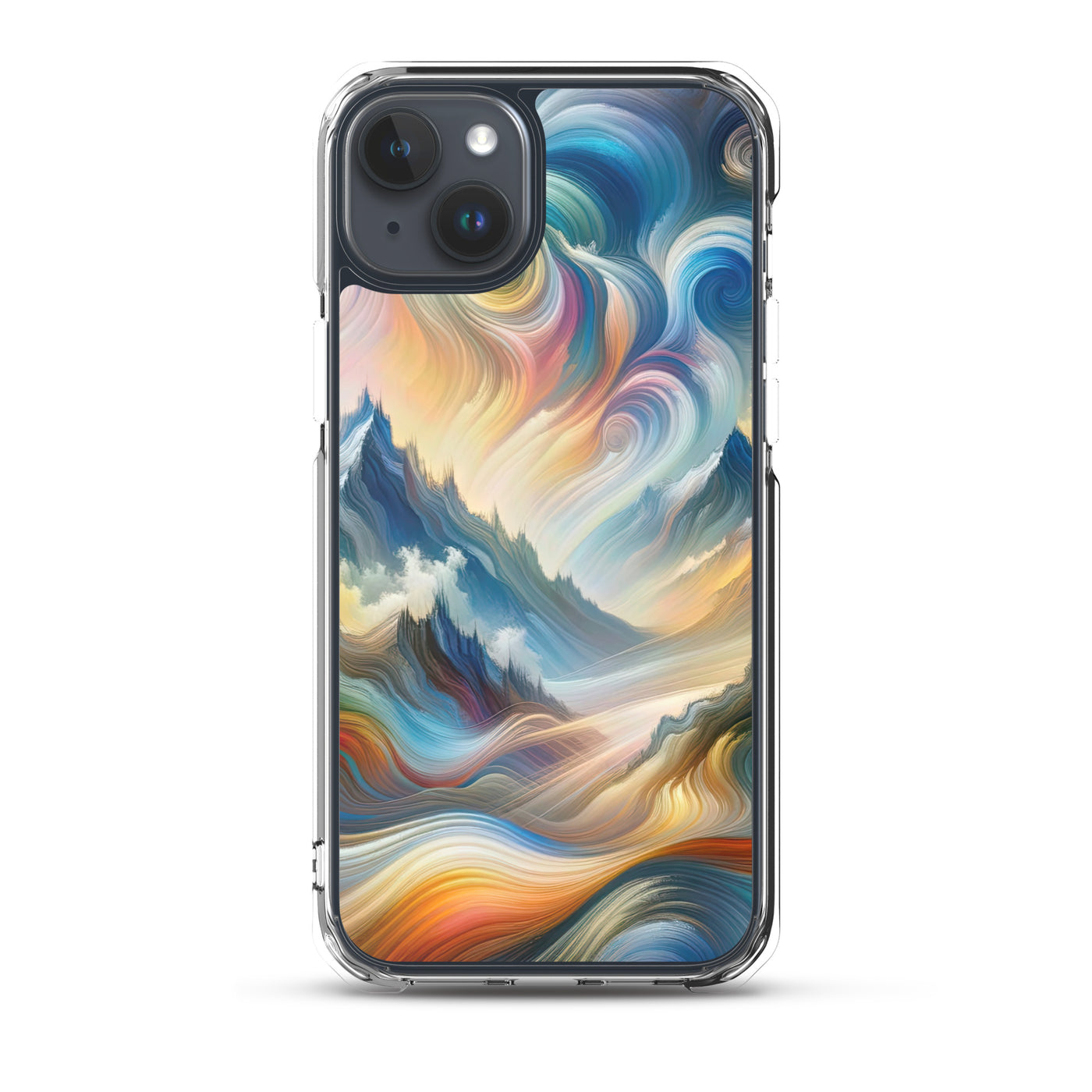 Ätherische schöne Alpen in lebendigen Farbwirbeln - Abstrakte Berge - iPhone Schutzhülle (durchsichtig) berge xxx yyy zzz iPhone 15 Plus