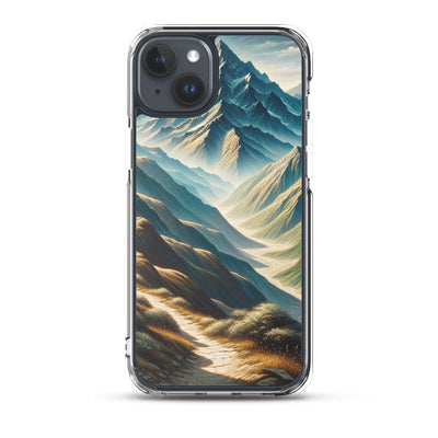Berglandschaft: Acrylgemälde mit hervorgehobenem Pfad - iPhone Schutzhülle (durchsichtig) berge xxx yyy zzz iPhone 15 Plus