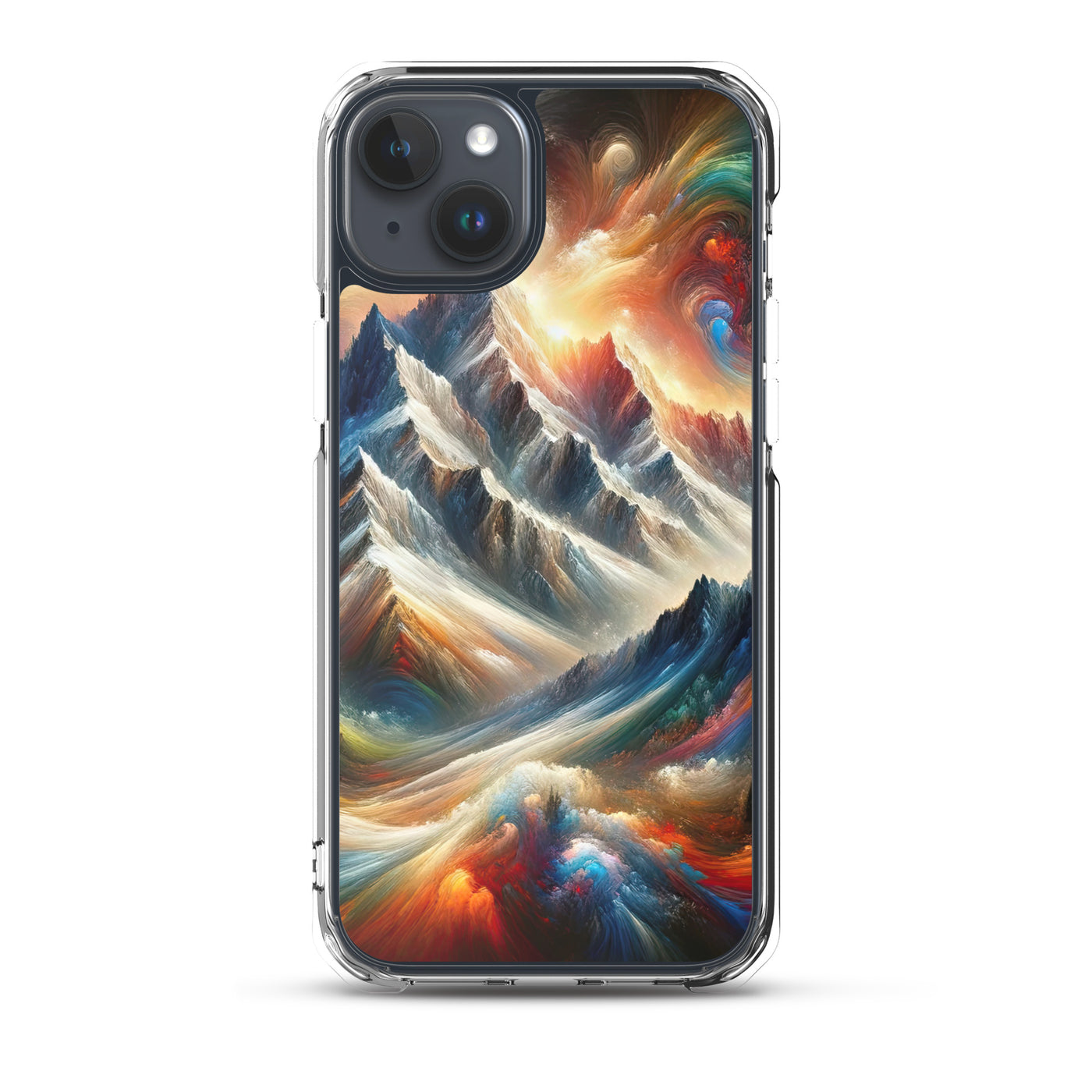 Expressionistische Alpen, Berge: Gemälde mit Farbexplosion - iPhone Schutzhülle (durchsichtig) berge xxx yyy zzz iPhone 15 Plus