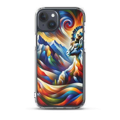 Alpiner Steinbock: Abstrakte Farbflut und lebendige Berge - iPhone Schutzhülle (durchsichtig) berge xxx yyy zzz iPhone 15 Plus