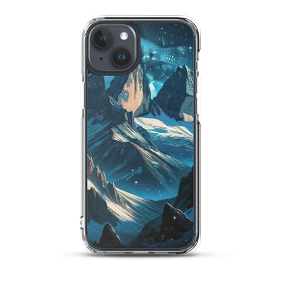 Fuchs in Alpennacht: Digitale Kunst der eisigen Berge im Mondlicht - iPhone Schutzhülle (durchsichtig) camping xxx yyy zzz iPhone 15 Plus