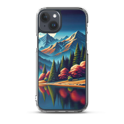 Ruhiger Herbstabend in den Alpen, grün-rote Berge - iPhone Schutzhülle (durchsichtig) berge xxx yyy zzz iPhone 15 Plus