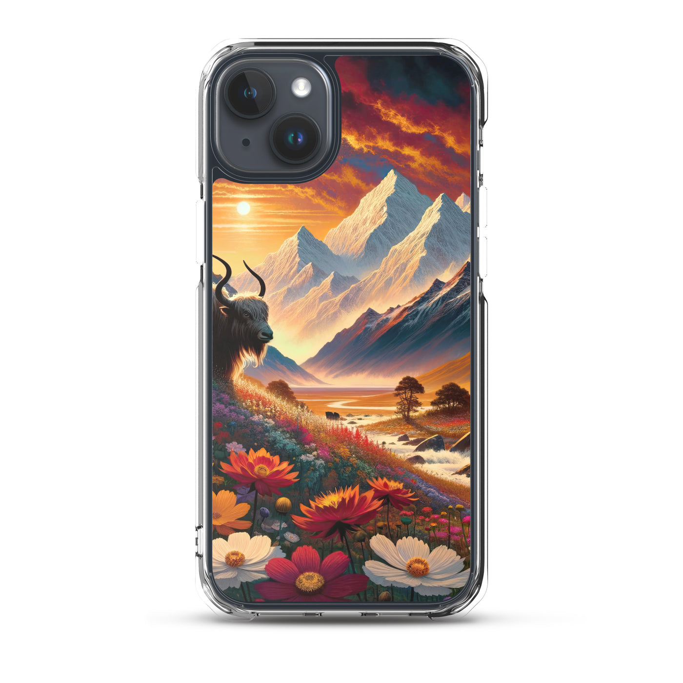 Magischer Alpenabend mit Hochlandkuh und goldener Sonnenkulisse - iPhone Schutzhülle (durchsichtig) berge xxx yyy zzz iPhone 15 Plus