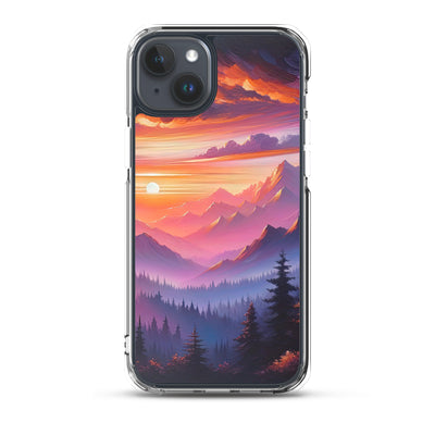 Ölgemälde der Alpenlandschaft im ätherischen Sonnenuntergang, himmlische Farbtöne - iPhone Schutzhülle (durchsichtig) berge xxx yyy zzz iPhone 15 Plus