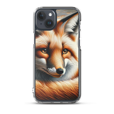 Ölgemälde eines nachdenklichen Fuchses mit weisem Blick - iPhone Schutzhülle (durchsichtig) camping xxx yyy zzz iPhone 15 Plus