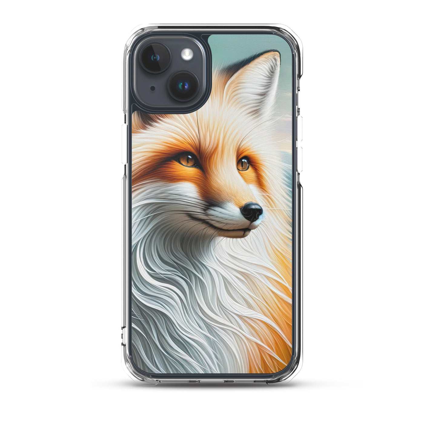 Ölgemälde eines anmutigen, intelligent blickenden Fuchses in Orange-Weiß - iPhone Schutzhülle (durchsichtig) camping xxx yyy zzz iPhone 15 Plus