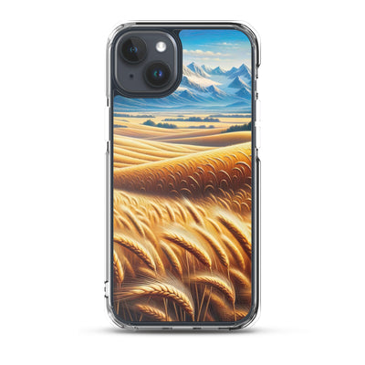 Ölgemälde eines weiten bayerischen Weizenfeldes, golden im Wind (TR) - iPhone Schutzhülle (durchsichtig) xxx yyy zzz iPhone 15 Plus