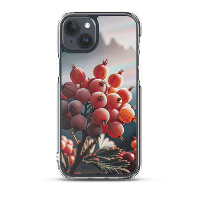 Foto einer Gruppe von Alpenbeeren mit kräftigen Farben und detaillierten Texturen - iPhone Schutzhülle (durchsichtig) berge xxx yyy zzz iPhone 15 Plus