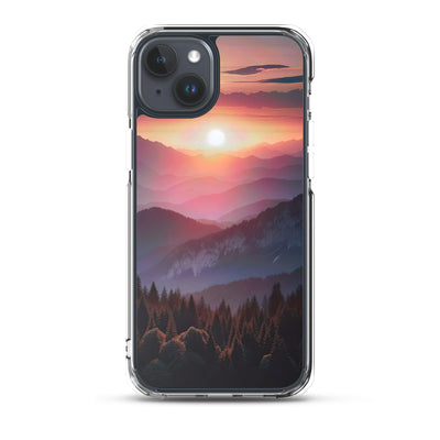 Foto der Alpenwildnis beim Sonnenuntergang, Himmel in warmen Orange-Tönen - iPhone Schutzhülle (durchsichtig) berge xxx yyy zzz iPhone 15 Plus