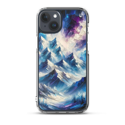 Alpenabstraktion mit dramatischem Himmel in Öl - iPhone Schutzhülle (durchsichtig) berge xxx yyy zzz iPhone 15 Plus