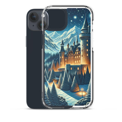 Mondhelle Schlossnacht in den Alpen, sternenklarer Himmel - iPhone Schutzhülle (durchsichtig) berge xxx yyy zzz