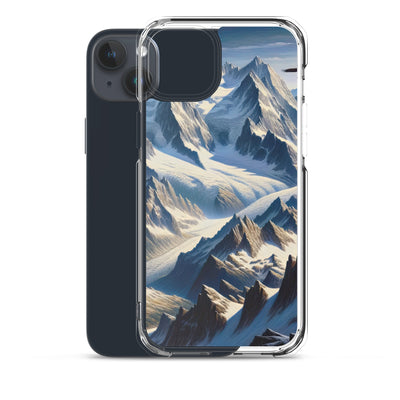 Ölgemälde der Alpen mit hervorgehobenen zerklüfteten Geländen im Licht und Schatten - iPhone Schutzhülle (durchsichtig) berge xxx yyy zzz