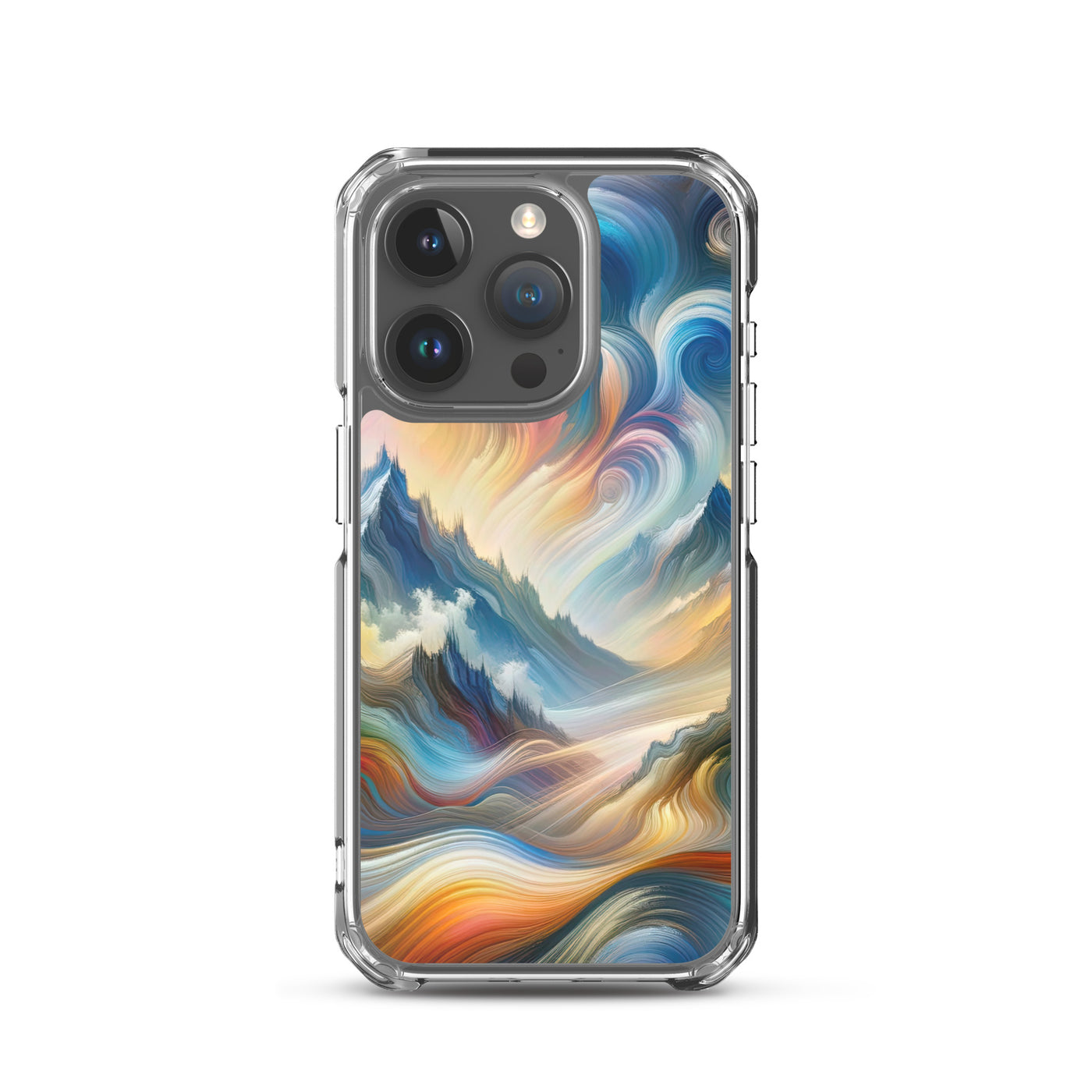 Ätherische schöne Alpen in lebendigen Farbwirbeln - Abstrakte Berge - iPhone Schutzhülle (durchsichtig) berge xxx yyy zzz iPhone 15 Pro