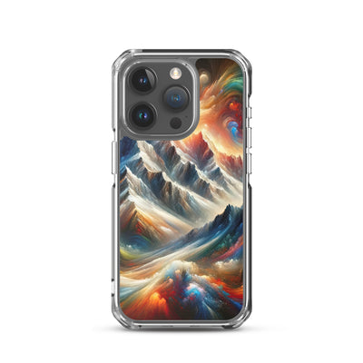 Expressionistische Alpen, Berge: Gemälde mit Farbexplosion - iPhone Schutzhülle (durchsichtig) berge xxx yyy zzz iPhone 15 Pro