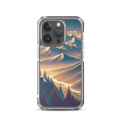 Alpen-Morgendämmerung, erste Sonnenstrahlen auf Schneegipfeln - iPhone Schutzhülle (durchsichtig) berge xxx yyy zzz iPhone 15 Pro