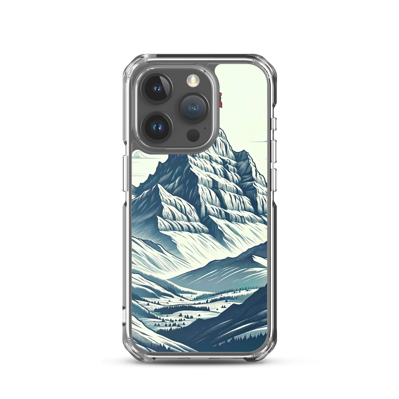 Ausgedehnte Bergkette mit dominierendem Gipfel und wehender Schweizer Flagge - iPhone Schutzhülle (durchsichtig) berge xxx yyy zzz iPhone 15 Pro