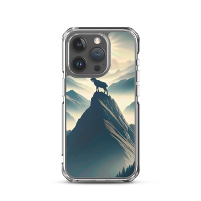 Morgendlicher Steinbock auf Alpengipfel, steile Berghänge - iPhone Schutzhülle (durchsichtig) berge xxx yyy zzz iPhone 15 Pro