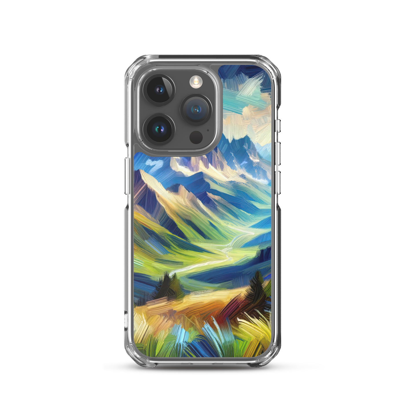 Impressionistische Alpen, lebendige Farbtupfer und Lichteffekte - iPhone Schutzhülle (durchsichtig) berge xxx yyy zzz iPhone 15 Pro