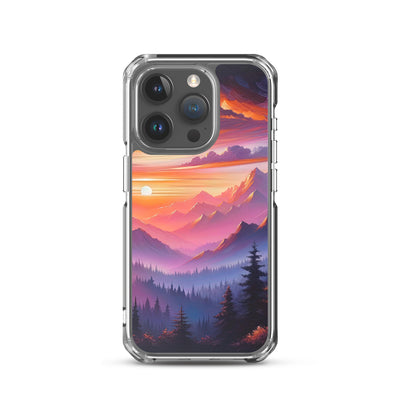 Ölgemälde der Alpenlandschaft im ätherischen Sonnenuntergang, himmlische Farbtöne - iPhone Schutzhülle (durchsichtig) berge xxx yyy zzz iPhone 15 Pro
