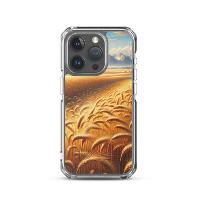 Ölgemälde eines bayerischen Weizenfeldes, endlose goldene Halme (TR) - iPhone Schutzhülle (durchsichtig) xxx yyy zzz iPhone 15 Pro