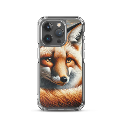 Ölgemälde eines nachdenklichen Fuchses mit weisem Blick - iPhone Schutzhülle (durchsichtig) camping xxx yyy zzz iPhone 15 Pro