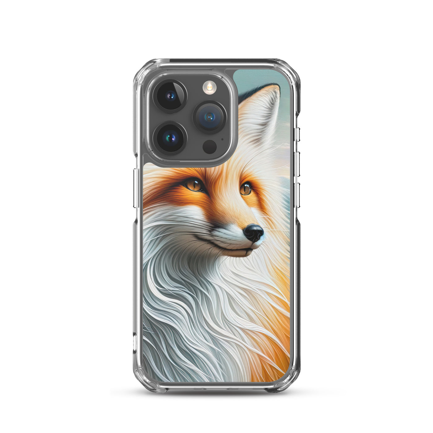 Ölgemälde eines anmutigen, intelligent blickenden Fuchses in Orange-Weiß - iPhone Schutzhülle (durchsichtig) camping xxx yyy zzz iPhone 15 Pro