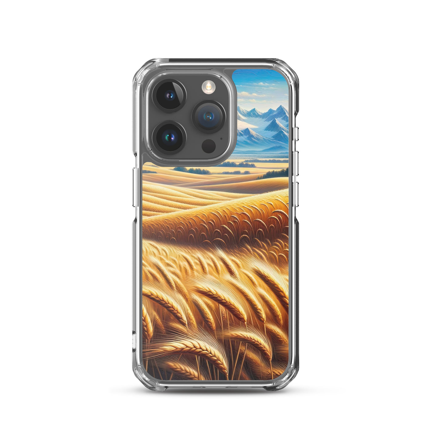 Ölgemälde eines weiten bayerischen Weizenfeldes, golden im Wind (TR) - iPhone Schutzhülle (durchsichtig) xxx yyy zzz iPhone 15 Pro