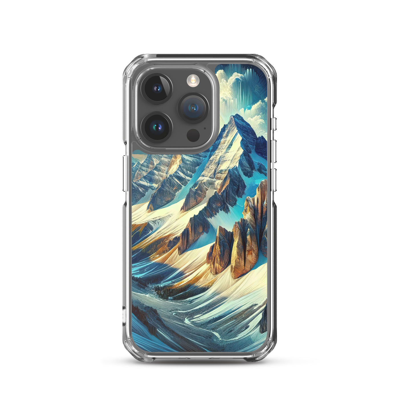 Majestätische Alpen in zufällig ausgewähltem Kunststil - iPhone Schutzhülle (durchsichtig) berge xxx yyy zzz iPhone 15 Pro