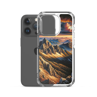 Alpen in Abenddämmerung: Acrylgemälde mit beleuchteten Berggipfeln - iPhone Schutzhülle (durchsichtig) berge xxx yyy zzz