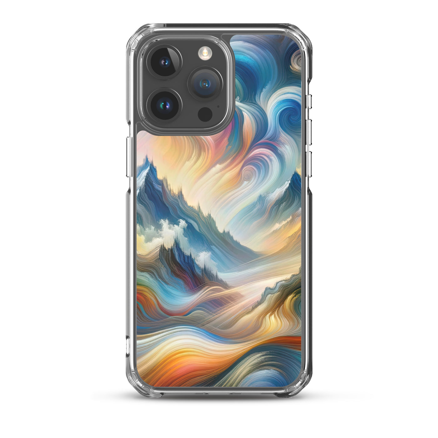 Ätherische schöne Alpen in lebendigen Farbwirbeln - Abstrakte Berge - iPhone Schutzhülle (durchsichtig) berge xxx yyy zzz iPhone 15 Pro Max