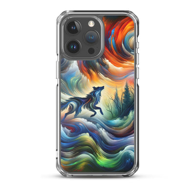 Alpen Abstraktgemälde mit Wolf Silhouette in lebhaften Farben (AN) - iPhone Schutzhülle (durchsichtig) xxx yyy zzz iPhone 15 Pro Max